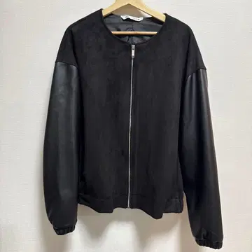 ZARA 페이크 스웨이드 절개 지퍼 자켓 블랙 새상품급