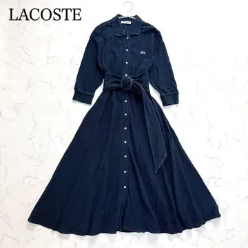 LACOSTE 라코스테 데님 플레어 롱 원피스 네이비 M 사이즈