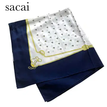 sacai 사카이 대형 스카프 레이온 네이비 화이트 봄 여름 요트 패턴