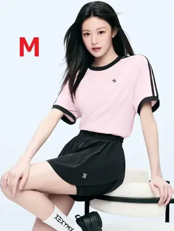 젝시믹스 메쉬 배색 라인 루즈핏 핑크 M 사이즈