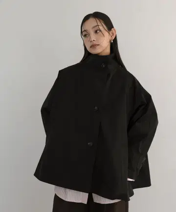 hellam 스탠드 카라 케이프 트렌치코트
