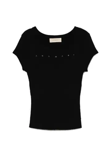 andmary Mary logo silk tops black