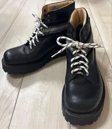 넘버나인 복각 가죽 콤비 레이스업 부츠 블랙