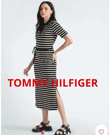 택 포함 미사용 새상품 TOMMY HILFIGER 보더 폴로 원피스