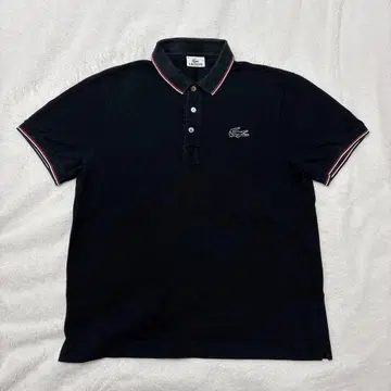 라코스테 피케 셔츠 4 L 블랙 빅 악어 트리코 롤 일본제 파브리카