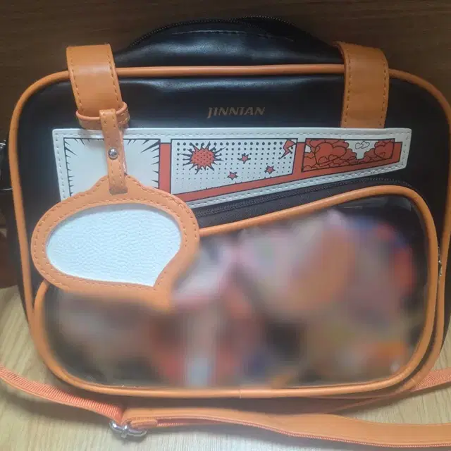 이타백 오렌지 s 데코백 투명가방 투명 뱃지 크로스 가방 숄더백