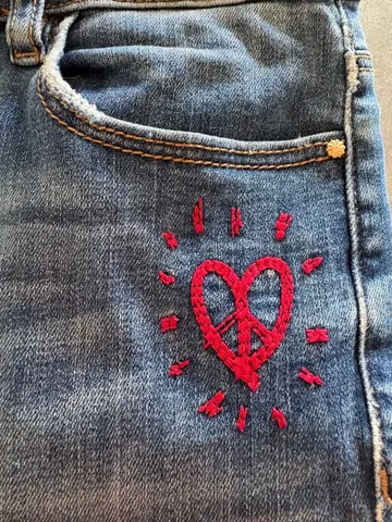 Desigual Exotic Jeans 자수 데미지 가공 데님