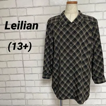 빅 사이즈 Leilian 레리안 체크 셔츠 13+ 블랙 x 베이지