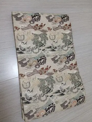 마루오비 학 소나무 모란 부채 문양