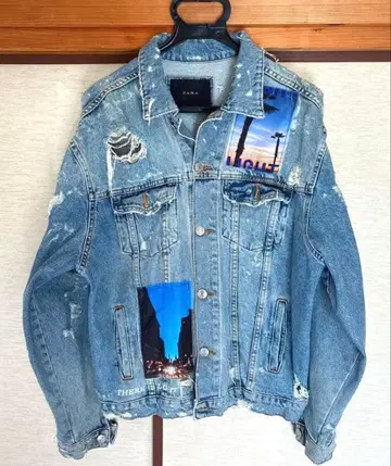 ZARA 데님 자켓 디스트로이 가공 오버 사이즈
