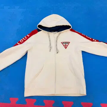 GUESS 집업 후드티 화이트 레드