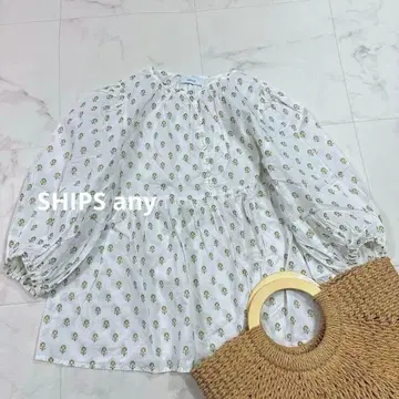 SHIPS any 글리터 프린트 개더 퍼프 슬리브 블라우스