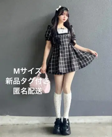 poyo 콜라보 체크 무늬 미니 원피스