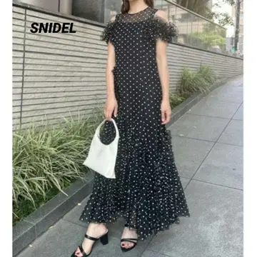 새상품급 SNIDEL 랜덤 프릴 튤 드레스 원피스 익명 배송