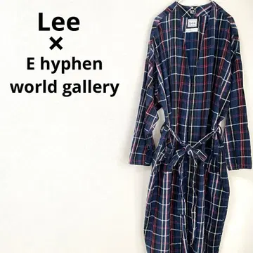 [ 리 x 하이픈월드 갤러리 ] 가운 원피스 네이비 체크