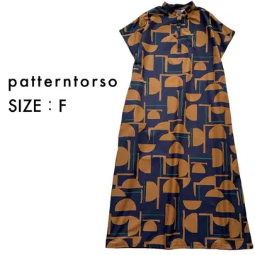 택 포함 patterntorso 아트 패턴 롱 원피스