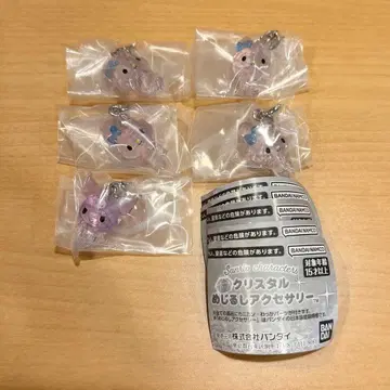산리오 크리스탈 메지루시 액세서리 마이멜로디 쿠로미 5개 세트