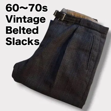 [ 레어 ] 60s-70s 유로 빈티지 벨티드 슬랙스 버튼 플라이