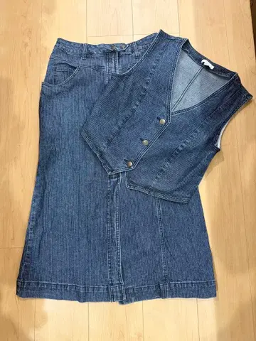 H&M 데님 베스트와 스커트 셋업 스트레치
