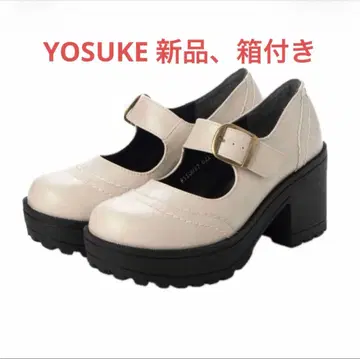 [ 새상품 ] YOSUKE 통굽 스트랩 펌프스 아이보리 24 요스케