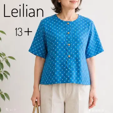 Leilian 레리안 13+ 도트 무늬 반팔 블라우스 빅 사이즈