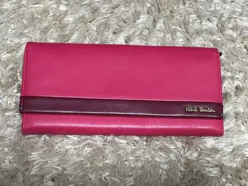 마찰 있음 미사용품 Paul Smith 올 가죽 지갑 장지갑 핑크