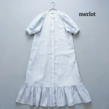 멀로 시어서커 스트라이프 티어드 원피스 F