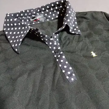 Munsingwear 긴팔 피케 셔츠 도트 무늬 옷깃