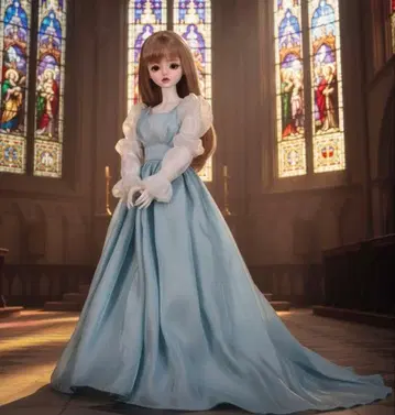 SD MDD 의류 1/4 아웃핏 블루의 롱 드레스