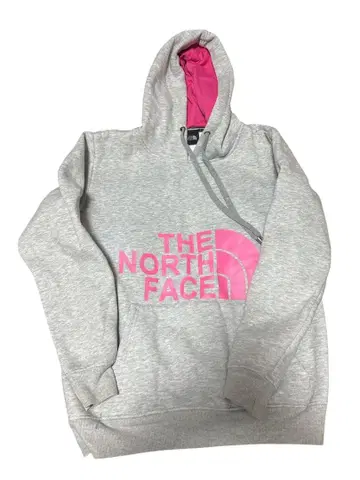 THE NORTH FACE 후드티 그레이 핑크 로고