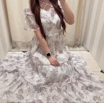 evelyn 에블린 원피스 크로스 리본 꽃무늬OP
