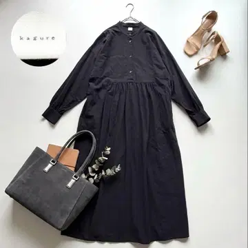 kagure 24AW 카구레 코튼 셔츠 원피스 롱 긴팔 블랙