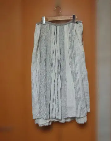 nest Robe 린넨 100% 스트라이프 개더 스커트