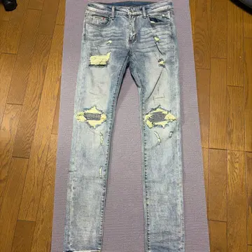 mnml 데미지 가공 데님 팬츠 라이트 블루