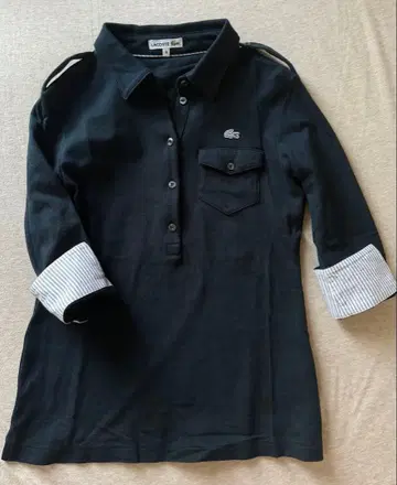LACOSTE 오부 소매 피케 셔츠 블랙 38