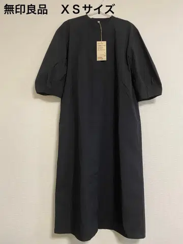 MUJI 건조하기 쉬운 브로드 7부 소매 원피스 블랙 XS