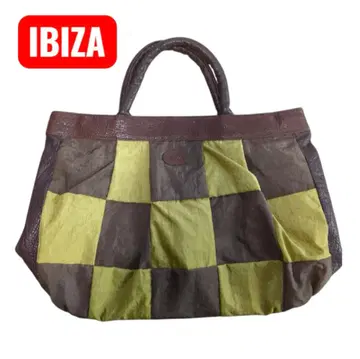 미사용 IBIZA 핸드백 나일론 패치워크 가죽