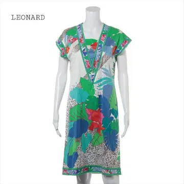 LEONARD 레오나르 반팔 원피스 꽃무늬 트로피컬