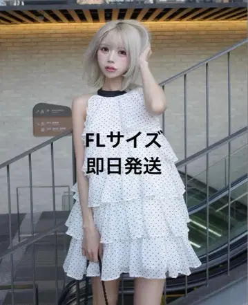 Darich 도트 티어드 아메리 미니 원피스 FL