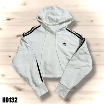 아디다스 오리지널 화이트 Y2K 크롭 후드티 XS K0132