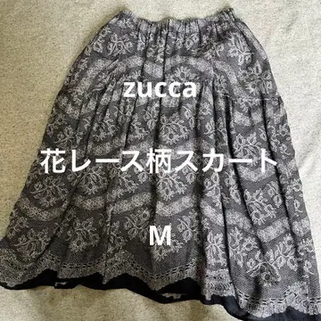 zucca 꽃무늬 플레어 스커트 블랙 M