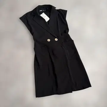 ZARA 더블 브레스트 베스트 블랙 XS