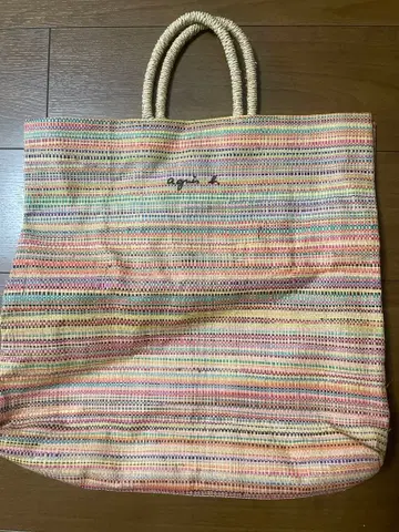 agnes b. 라피아 바스켓백 멀티 컬러 토트백 애니에스