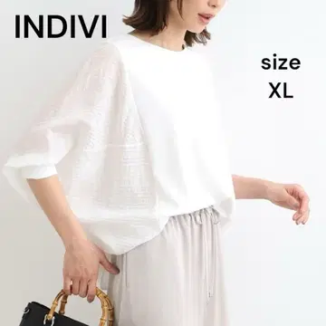 INDIVI 화이트 플레어 슬리브 블라우스 빅 사이즈 XL 루즈핏