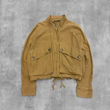 자라 ZARA 마 혼방 짧은 기장 밀리터리 자켓 기믹 사파리 자켓