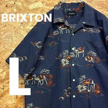 BRIXTON 알로하 셔츠 낙타 야자수 오아시스 L 구제 의류 무료배송