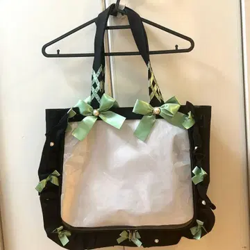 A4 프릴 디자인 이타백용 토트백 Black Limited 탁한 민트