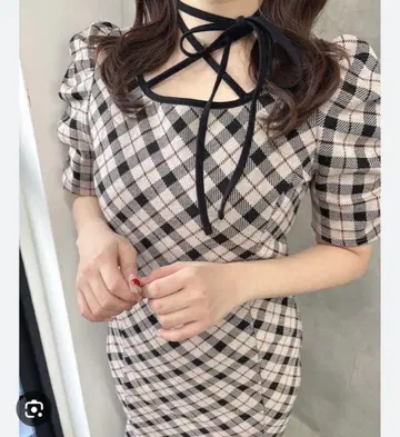 evelyn 체크 롱 원피스