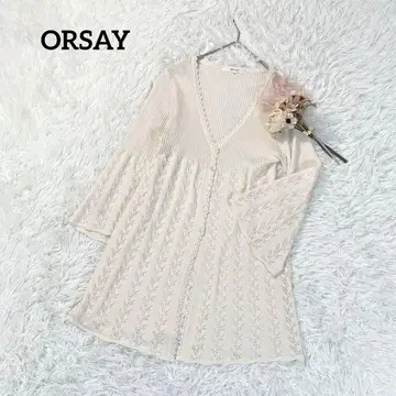 오르세 긴팔 가디건 V넥 40 L 아이보리 시스루 니트