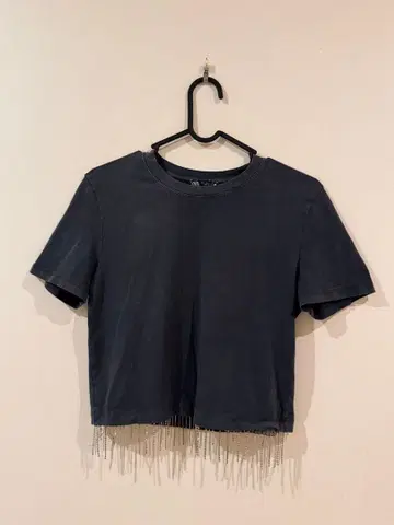 ZARA 프린지 크롭T셔츠 그레이 S사이즈
